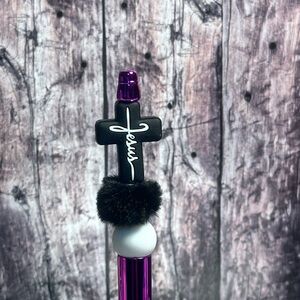 Purple and Black Cross Keychain
